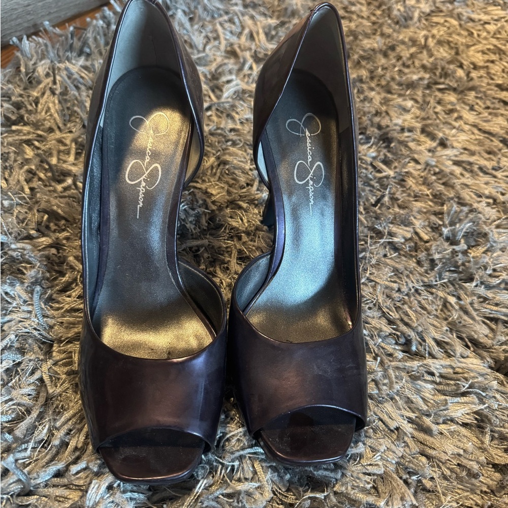 Jessica Simpson Women's Dark Brown Peep Toe Heels